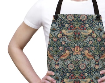 William Morris apron - Strawberry Thief design, classic and timeless, gift for Mom, Mother, girlfriend, your favorite chef, birds, floral
