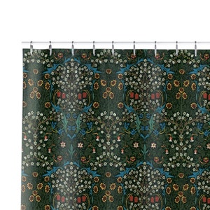 William Morris Blackthorne shower curtain - floral, flowers, green, mcm, arts and crafts, mid-century modern, colonial, mission, craftsman