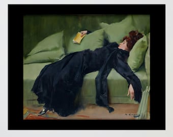 Exhausted woman poster - &#39;Decadent woman after the dance&#39; - Ramon Casas, museum, art nouveau, wall art, 4 sizes, Spanish, Catalan modernism