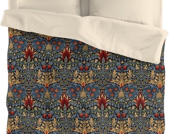 William Morris duvet cover, Snakeshead, flower, wildflower, mcm, mid century modern, craftsman, mission, retro, traditional, classic floral