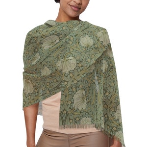 William Morris Pimpernel scarf - lightweight, green, floral, flowers, retro, art nouveau, boho, classic, great gift, arts and crafts