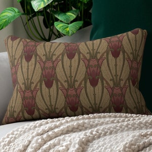 Art nouveau lumbar pillow - floral, couch, sofa, mcm, arts and crafts, Craftsman, art deco, mid-century modern, mission