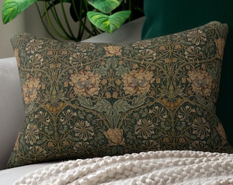 William Morris lumbar pillow - couch, sofa, mcm, colonial, mid-century modern, Honeysuckle, arts and crafts, floral, Craftsman, mission