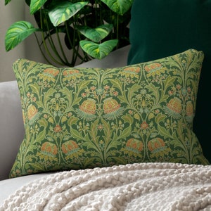 William Morris lumbar pillow - floral, couch, sofa, mcm, colonial, arts and crafts, Craftsman, Deerfield, mid-century modern, cottage core