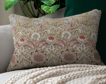 William Morris lumbar pillow - floral, couch, sofa, mcm, colonial, arts and crafts, Craftsman, corncockle, mid-century modern