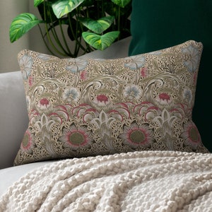 William Morris lumbar pillow - floral, couch, sofa, mcm, colonial, arts and crafts, Craftsman, corncockle, mid-century modern