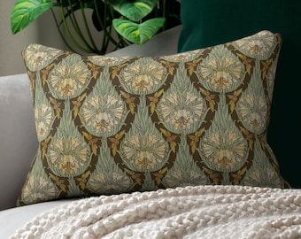 Art nouveau floral lumbar pillow - couch, sofa, mcm, mid-century modern, arts and crafts, Colonial, Craftsman, mission