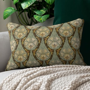 Art nouveau floral lumbar pillow - couch, sofa, mcm, mid-century modern, arts and crafts, Colonial, Craftsman, mission
