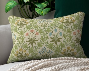 William Morris lumbar pillow - floral, couch, sofa, mcm, arts and crafts, Craftsman, Sidewall Celandine, mid-century modern, cottage core