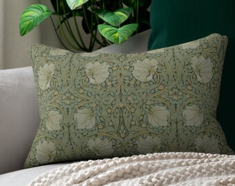 Pimpernel lumbar pillow - William Morris, Art Nouveau, Arts and Crafts, Art Deco, MCM, Colonial, Craftsman, green, sofa, couch