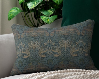 William Morris lumbar pillow - couch, sofa, mcm, mid-century modern, peacock and dragon, arts and crafts, floral, Craftsman, mission