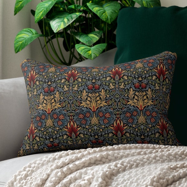 William Morris lumbar pillow - Snakeshead wildflower, couch, sofa, mcm, colonial, mid-century modern, arts and crafts, Craftsman