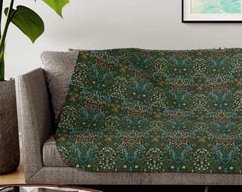 William Morris Blackthorne sherpa throw - lightweight fleece, floral, arts and crafts, craftsman, MCM, mid-century modern, mission, blanket