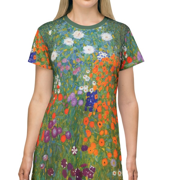 Klimt flowers dress - mini dress, artist, museum, boho, art nouveau, cute, floral, casual, Monet, art aesthetic, colorful, retro vibe