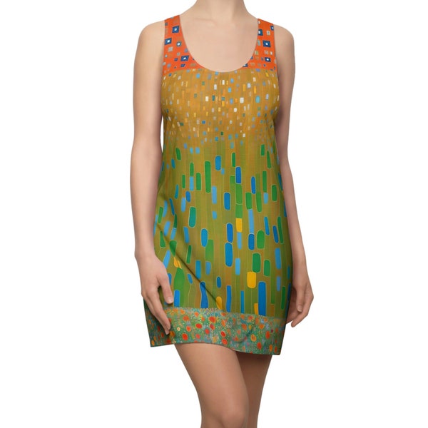 Klimt racerback mini dress - unique design inspired by a great artist, these abstract forms will convey your style - The Kiss, wearable art