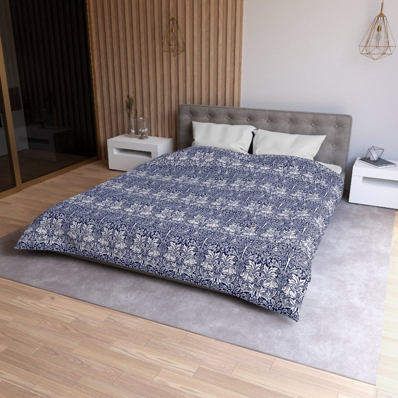 William Morris Brer Rabbit Duvet Cover - Navy Blue Microfiber, Mcm ...