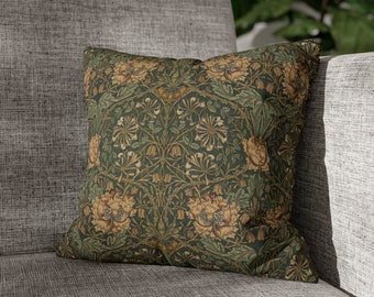 Honeysuckle pillow or case - William Morris, faux suede, square, mcm, floral, arts and crafts, craftsman, mission, boho, colonial