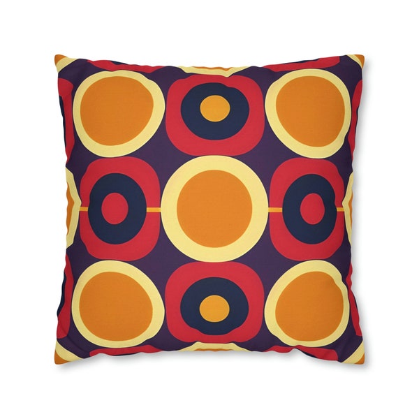 60s Orange Red Circles pillowcase - bold geometric design brings back 1960s and 70s, mcm, groovy, groovy home decor, pillow case