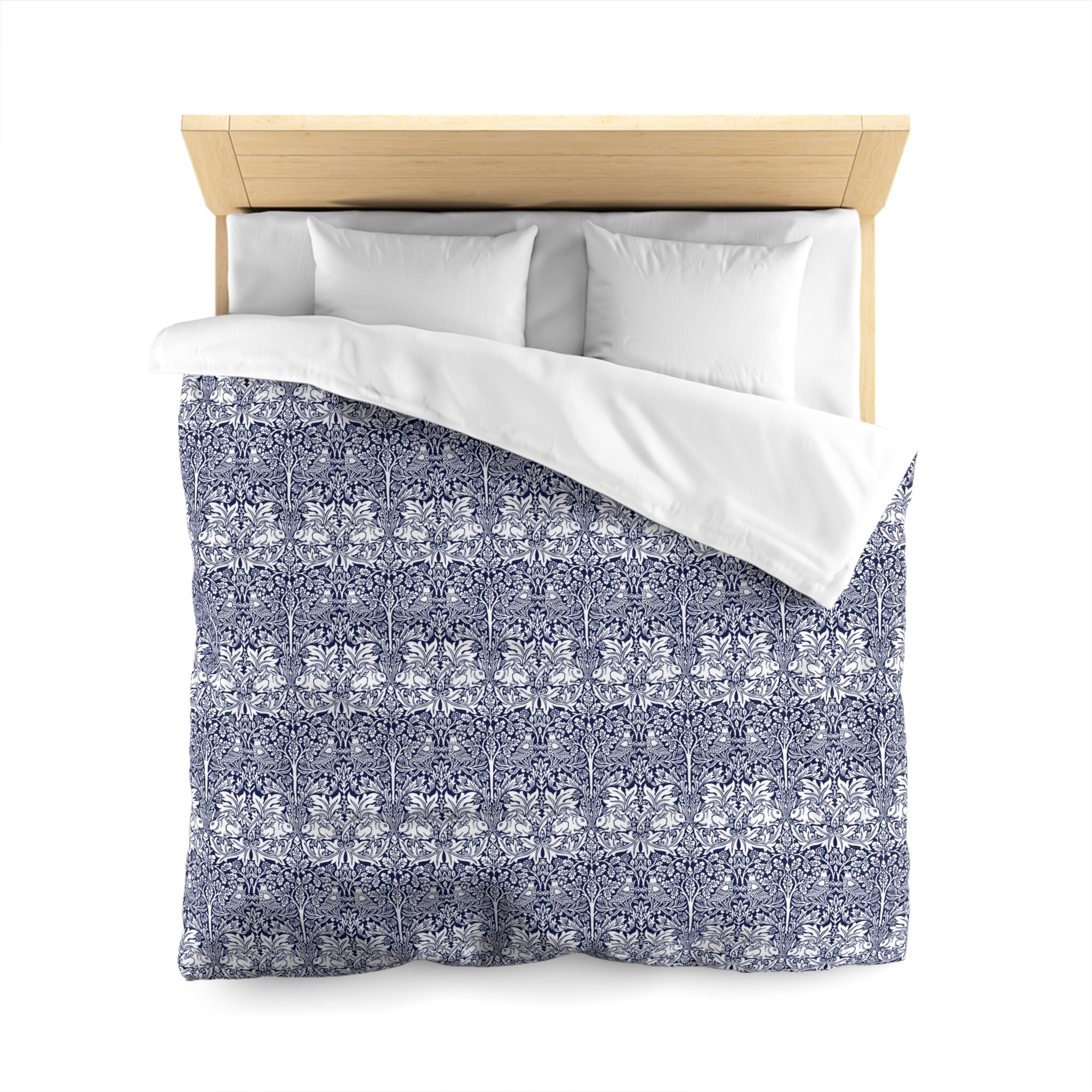 William Morris Brer Rabbit Duvet Cover - Navy Blue Microfiber, Mcm ...