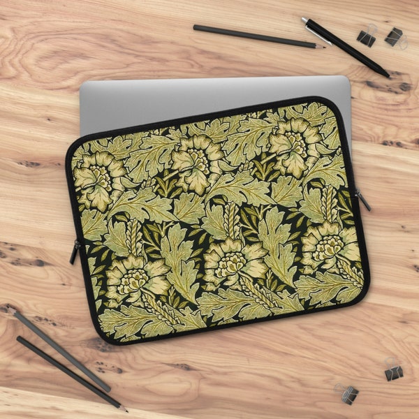 William Morris Laptop Tasche - Anemone Blume, schwarz, hellgrün, gelb, Blumendruck, mcm, klassisches Design, Chromebook, Macbook Cover