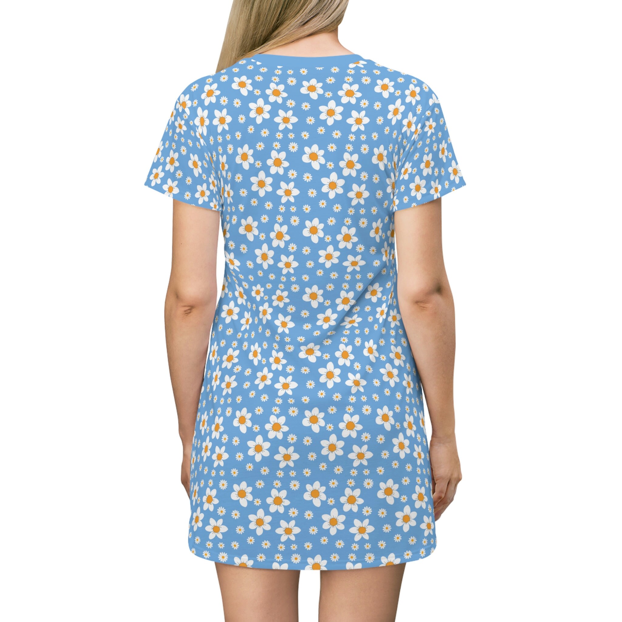 VTG 60s 70s FLORAL DAISY DITSY WHITE BLUE PURPLE PINK SUMMER DAISY DRESS 8 10