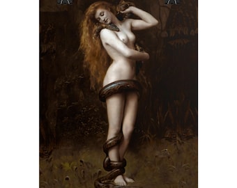 Lilith poster - John Collier, woman with snake, seductress, oil painting, goth vampire, witch, dreams, nightmares, folk tales, art