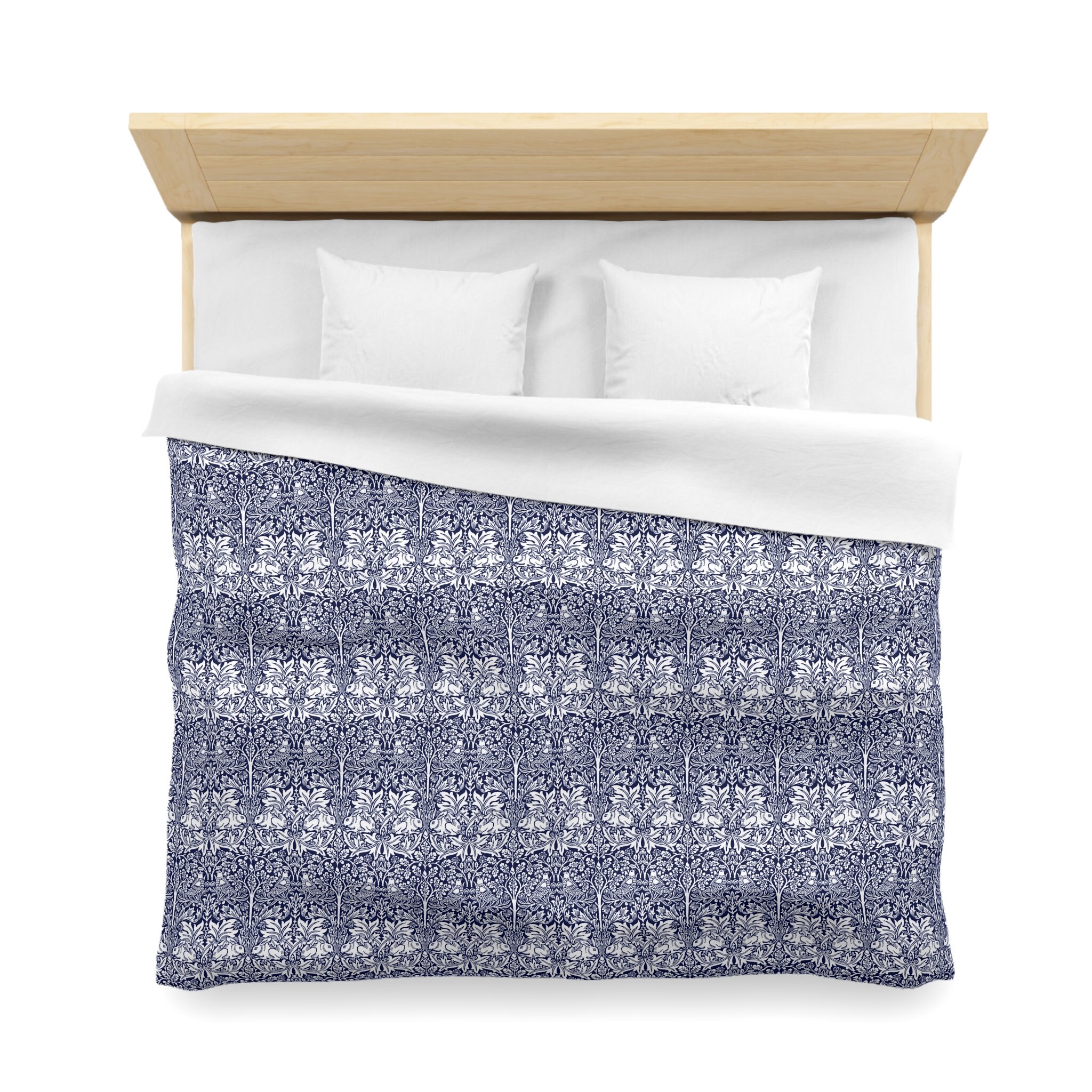 William Morris Brer Rabbit Duvet Cover - Navy Blue Microfiber, Mcm ...
