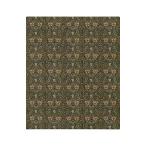 William Morris velveteen blanket - Honeysuckle, plush, flower, green, arts and crafts, floral, colonial, mission, minky, great for snuggling Bild 5