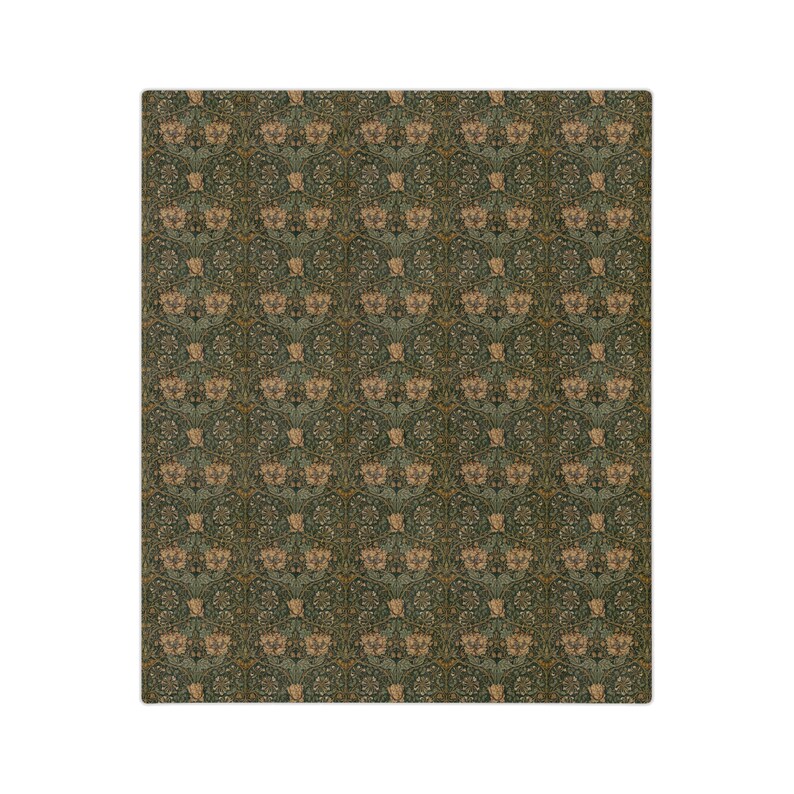 William Morris velveteen blanket - Honeysuckle, plush, flower, green, arts and crafts, floral, colonial, mission, minky, great for snuggling Bild 5