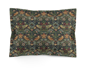 William Morris pillow sham  - Strawberry Thief, flower, flowers, Dearle, Oxford, mcm, mid-century, arts and crafts, colonial, craftsman