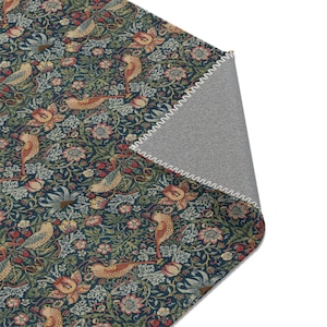 Willliam Morris area rug - strawberry thief, birds, floral, flowers, Arts and Crafts, Craftsman, elegant, colonial, boho, green blue
