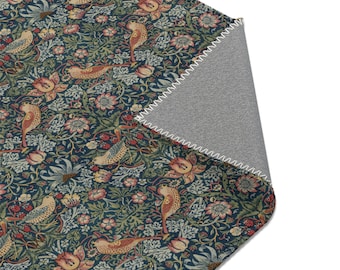 Willliam Morris area rug - strawberry thief, birds, floral, flowers, Arts and Crafts, Craftsman, elegant, colonial, boho, green blue