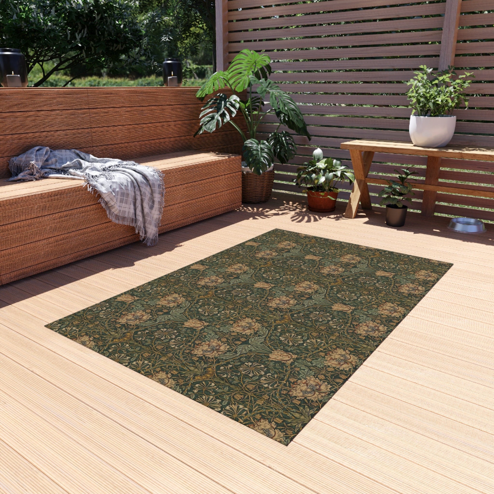 Arts and Crafts Carpets 芸術 工芸 ウィリアムモリス William Morris Honeysuckle Outdoor Rug, Entryway, Medium