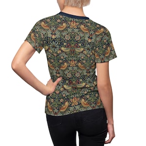 Cute William Morris strawberry thief shirt - birds, flowers, classic design, green, tshirt, Arts and Crafts, Craftsman, mcm, theif