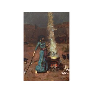El cartel del Círculo Mágico de John William Waterhouse, bruja, impresión satinada de 210 gsm, gótico, caldero, cerveza de brujas, cuervo, sapo, oculto, hechizo