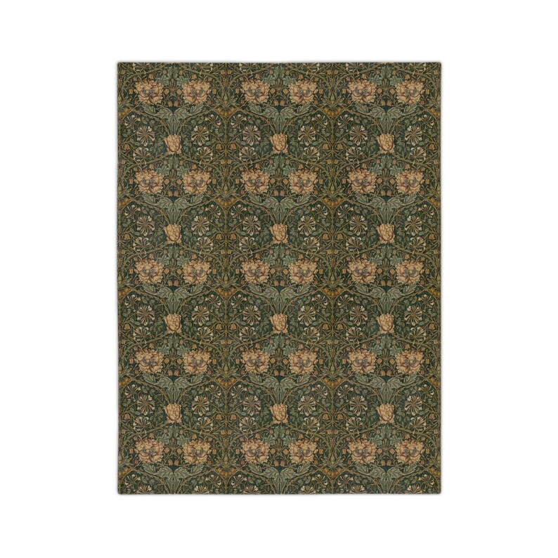 William Morris velveteen blanket - Honeysuckle, plush, flower, green, arts and crafts, floral, colonial, mission, minky, great for snuggling Bild 7