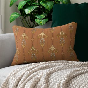Awesome Art Nouveau lumbar throw pillow - art deco, Arts and Crafts, floral, mcm, mid-century modern, earth tones, mission decor