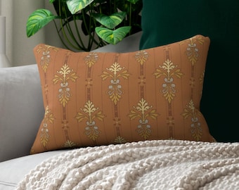Awesome Art Nouveau lumbar throw pillow - art deco, Arts and Crafts, floral, mcm, mid-century modern, earth tones, mission decor
