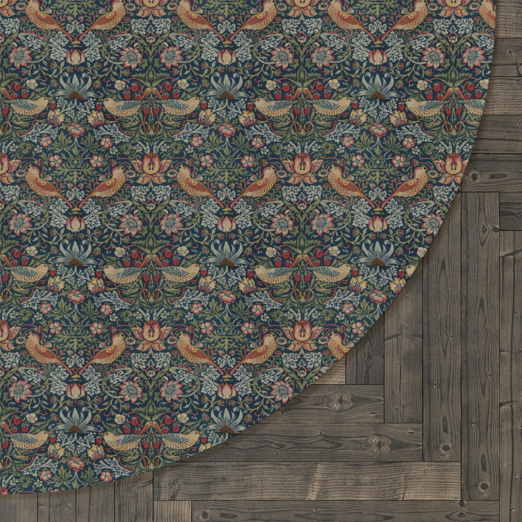 William Morris Round Rug Strawberry Thief Birds Plants Etsy