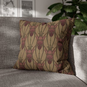 Art nouveau pillow or case - accent sofa couch, arts and crafts, craftsman, MCM, mid-century, floral, Dearle, Morris, brown green, mission