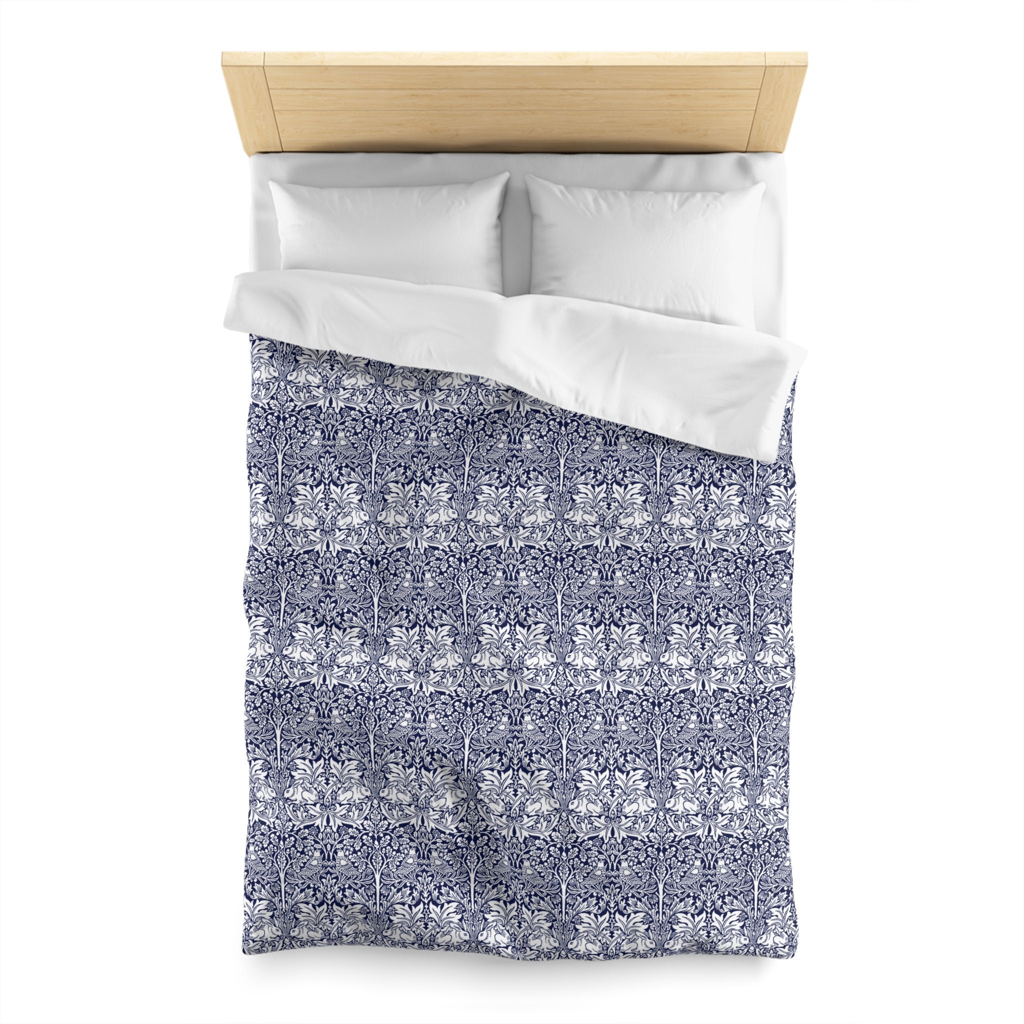 William Morris Brer Rabbit Duvet Cover - Navy Blue Microfiber, Mcm ...