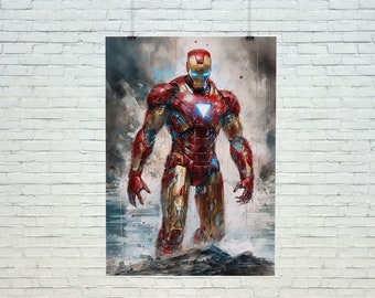 Iron Man aquarel kunstprint, Avengers poster (digitale download)