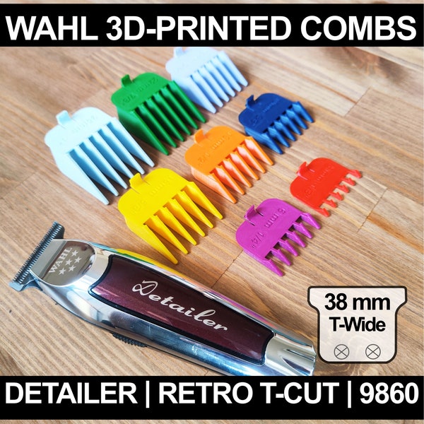 Wahl Detailer | Hero | Retro T-Cut (38 mm T-Wide) Comb Attachments Hair Clipper Guards Guides | WAHL colors | All sizes