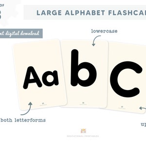 Tarjetas educativas / Tarjetas didácticas con números / 26 tarjetas didácticas con el abecedario / Tarjetas didácticas con el alfabeto / Juego del abecedario / Aprende el abecedario / Tarjetas didácticas imprimibles