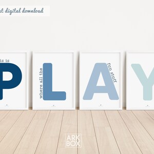 This Is Where The Fun Stuff Happens Set of Playroom Prints Playroom Wall Decor, Nursery Wall Art, Play Sign, Kids Room Decor Let&#39;s Play Sign