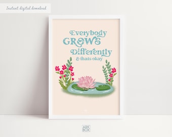 Growth Mindset Classroom Poster for Kids, Printable Motivational Wall Art, Positive Affirmation Print, Digital Print