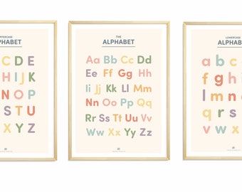 Set of 3  Alphabet Poster, ABC Print, Printable Wall Art, Kids Room Decor, Educational Poster, Classroom Posters, Homeschool Printables