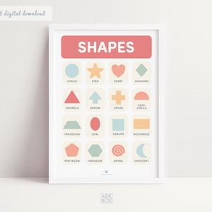 Regenbogen Formen Druck, druckbare Wandkunst, Montessori Kinderzimmer Poster, Lerndruck, Schule Lehrer Klassenzimmer Dekor, DIGITALER DOWNLOAD