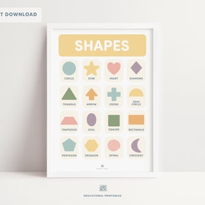 Regenbogen Formen Druck, druckbare Wandkunst, Montessori Kinderzimmer Poster, Lerndruck, Schule Lehrer Klassenzimmer Dekor, DIGITALER DOWNLOAD