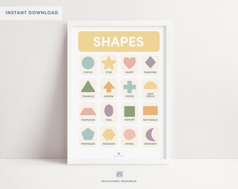 Rainbow Shapes Print, Printable Wall Art, Montessori Nursery Poster, Educational Print, Homeschool Teacher Classroom Decor, DIGITAL DOWNLOAD